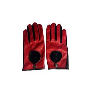 Ernest W Baker Red Black Lamb Leather Driving Gloves